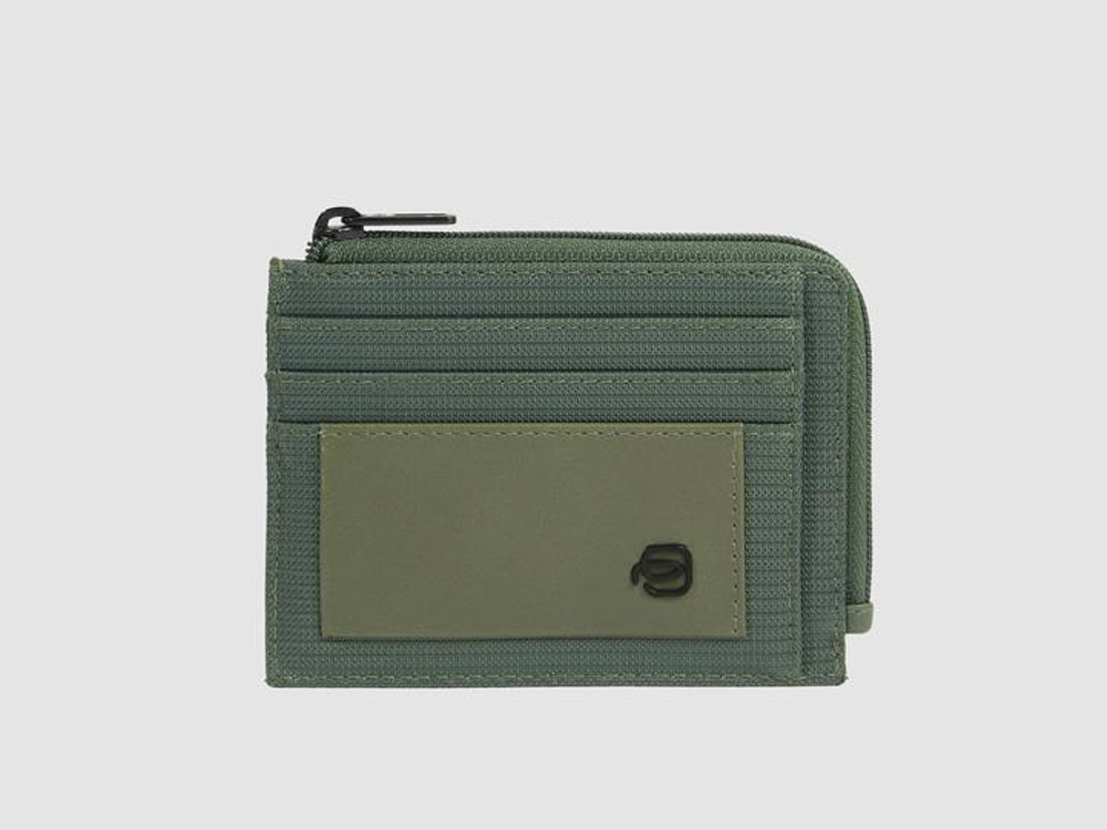 Zipper coin pouch with document holder - green
